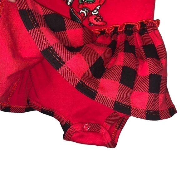 DISNEY PARKS RESORT Vintage Holiday Christmas Minnie Mouse Onesie Dress 6 Months - Picture 3 of 7